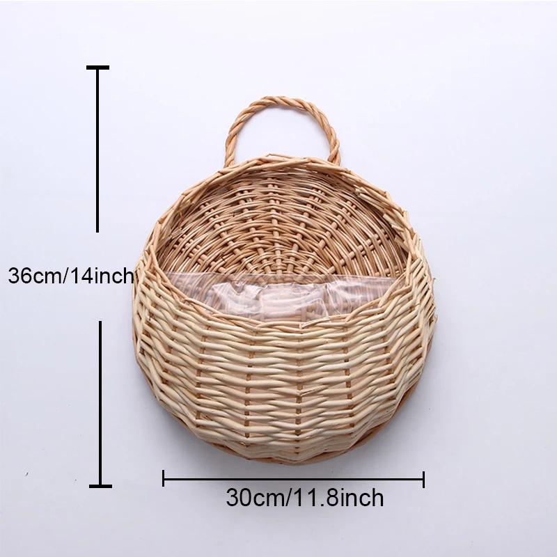 Handmade Wicker Flower Pot Wall Mount Rattan Basket Hanging Planter Basket Home Garden Decor Woven Rattan Vase Baskets
