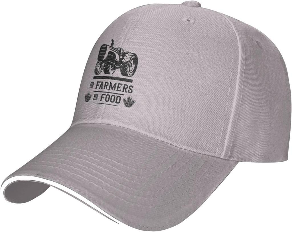 No Farmer No Food Tractor Graphic Baseball Cap Polyester Adjustable Outdoor Dad Hat for Men Women