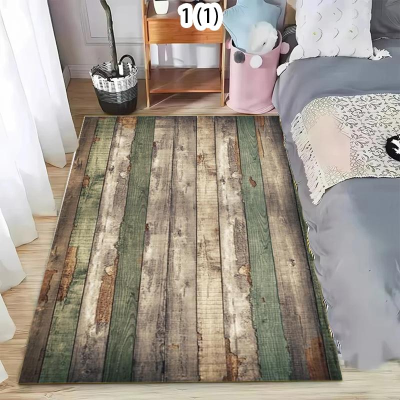 Vintage Wood Grain Area Rug Distressed Rustic Floor Mat Non Slip Washable Retro Carpet for Living Room Bedroom Minimalist