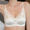 Women White Silk-Like Lace Bralette with Adjustable Thin Straps
