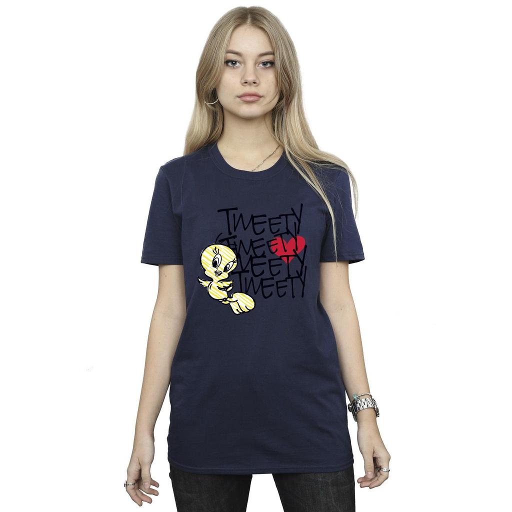 Looney Tunes Womens/Ladies Tweety Love Heart Cotton Boyfriend T-Shirt