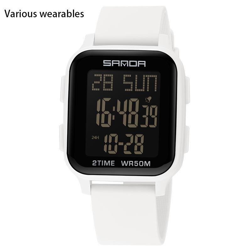 Orologio Elettronico Multifunzionale Quadrato alla Moda per Studente Maschio Orologio Elettronico Impermeabile per Sport All'Aria Aperta
