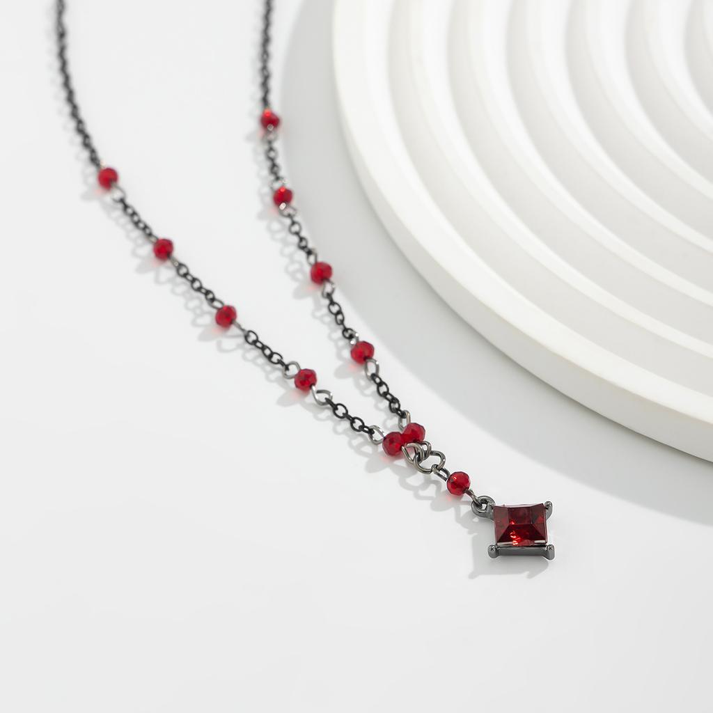 Dark Gothic imitation crystal pendant, multi-layer necklace, retro necklace, water drop-shaped necklace