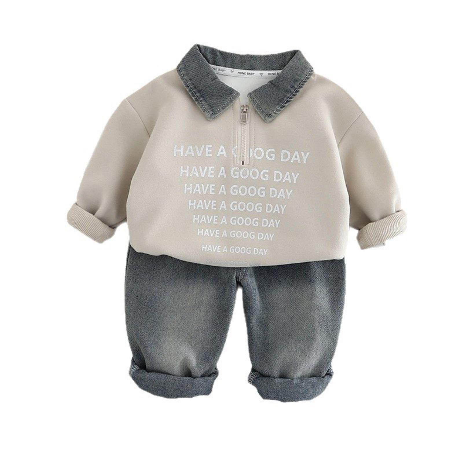 

Kids Casual Long-Sleeve Set, Comfortable Daily Wear Outfits 80 білий