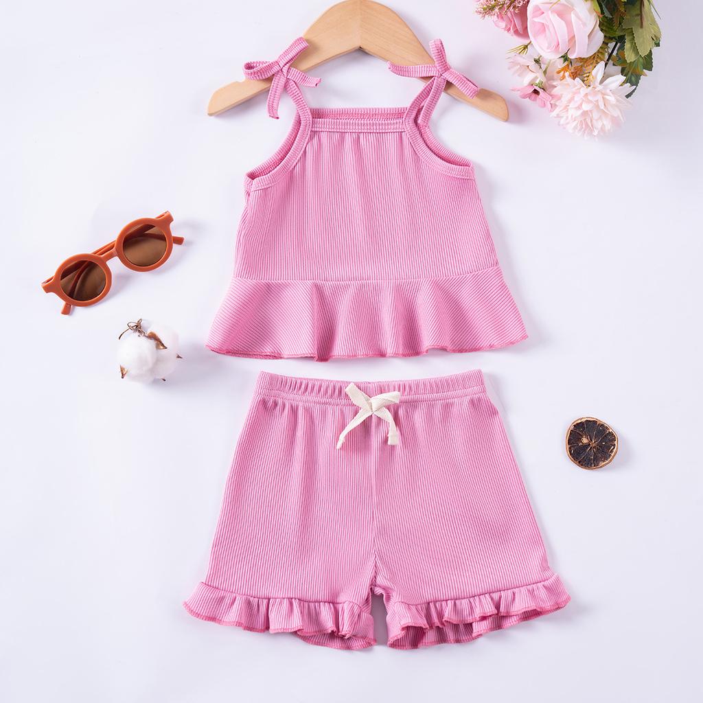 Dziewczęce spodenki typu halter Casual Set 2025 Letni zestaw dziecięcy