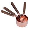 4PCS Set Rose Gold Measuring Cup Spoon with Scale Thickened Wooden Handle Home Baking Tool