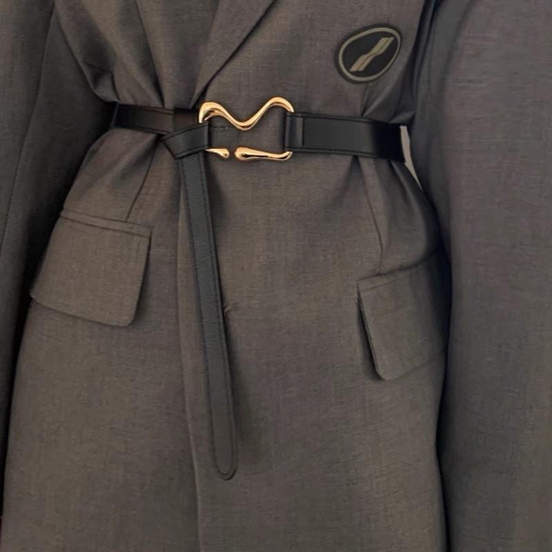 Elegant Korean Style Black Faux Leather Belt For Women With Knot Detail Perfect For Dresses And Coats