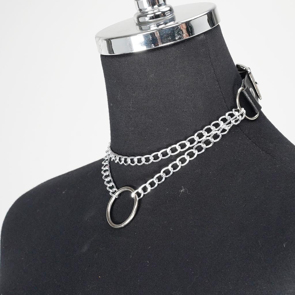 Women'S Fashion Leather Chain Collar Gothic Necklace Daily Accessories Neck Chain Dress Up Accessories