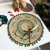 Jute Table Mats Christmas Woven Placemat Ins Printed Hairball Thermal Insulation Mat Retro Cotton and Linen Decorative Mat