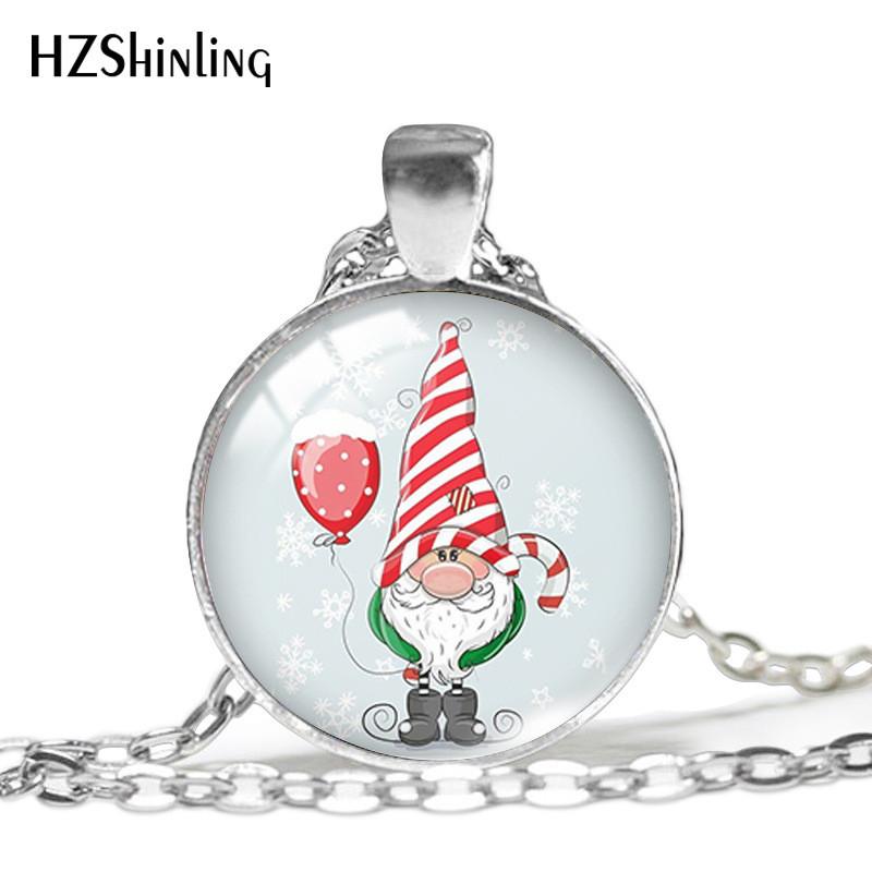 Cheerful Christmas Gnome Necklace Featuring Vibrant Santa Pendant With Stylish Alloy Chain Design