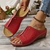 Fashion Women Gold Wedge Slippers New Summer Woman Crocodile Print Platform Sandals Female PU Leather Non Slip Beach Slides Plus Size 43