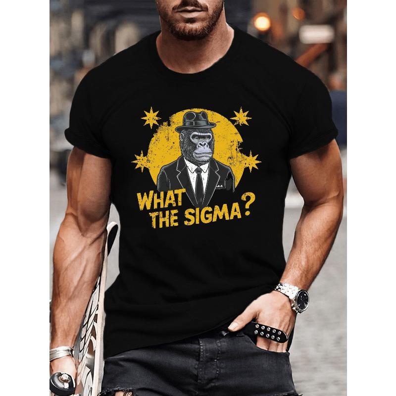 European Sizes WHAT THE SIGMA? Print T-Shirt for Men - Casual Short Sleeve Tee for Summer