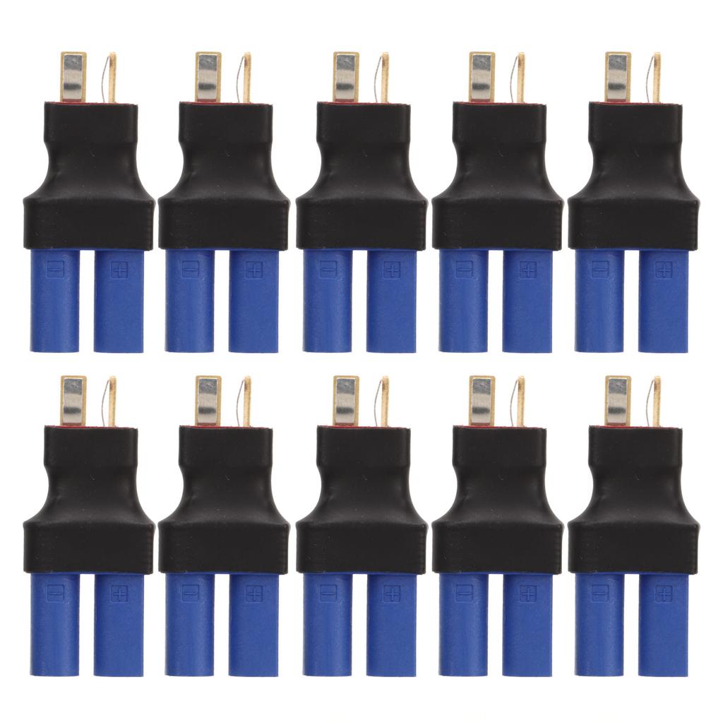 10 szt. Adapter EC5 żeński na T męski Niebieski Czarny 10x20x47mm Guma Plastik Miedź Wtyk złącza EC5