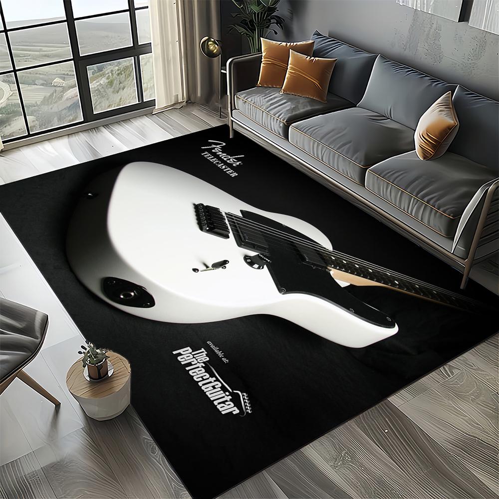 27 Styl Nowy Fender Retro Gitara Instrumenty Muzyka Dywan 3D do Salonu Sypialni Domu Dekoracja Sofy, Antypoślizgowa Mata Podłogowa