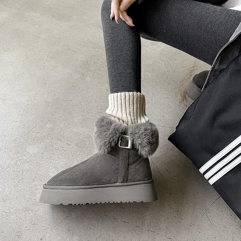Winter tall snow boots women's thick-soled piled thickened northern gray cotton shoes winter