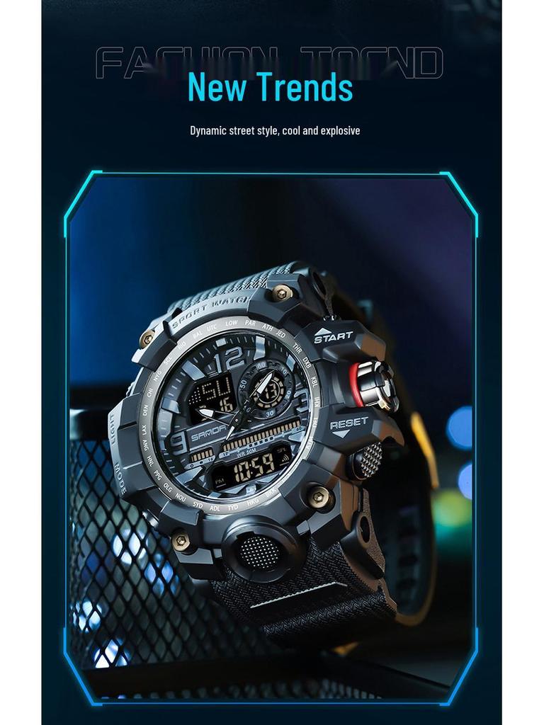 Sanda Koreański Trend Wielofunkcyjny Luminous Wodoodporny Zegarek dla Nastolatków i Dorosłych