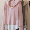 Plus Size Women's Autumn Hooded Sweatshirt, 2025 New Style, Slimming Irregular Two-Piece Design.