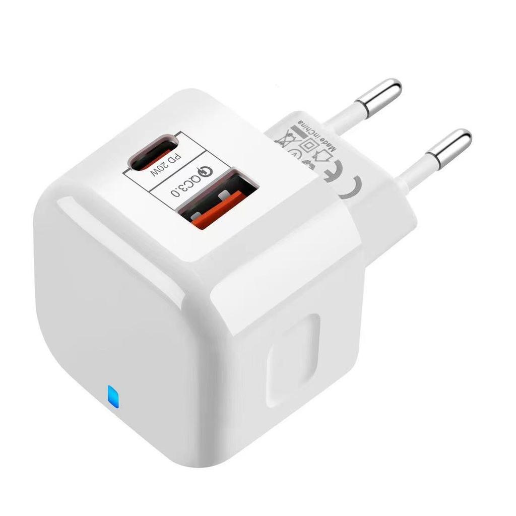 PD 20W Dual Port Charger: USB-C & USB, EU/US Standard