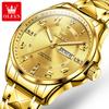 OLEVS Mens Watches Top Brand Luxury Stainless Steel Gold Quartz Watch for Men Waterproof Luminous Date Week Fashion Man Watch
