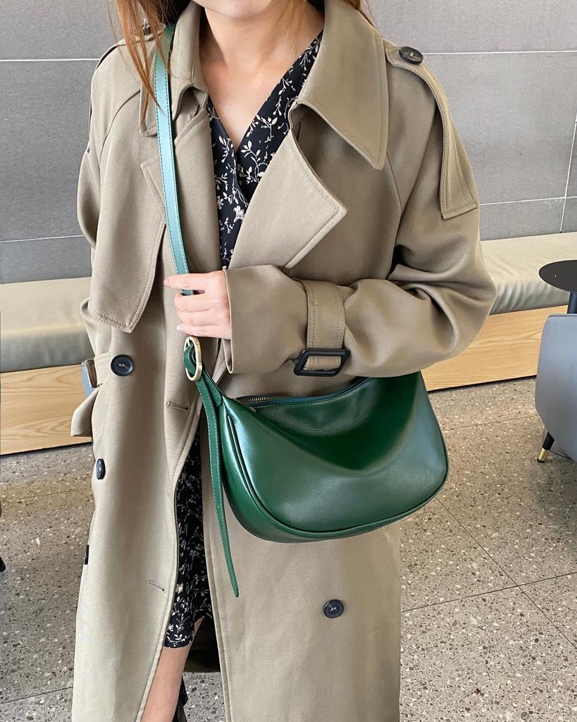 Leather women's bag new fashion underarm dumpling bag retro commuter cowhide shoulder messenger bag women's saddle bag