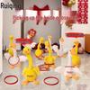 Electric Inflatable Duck and Goose Ring Toss Game with Wobbling Stuffed Toy