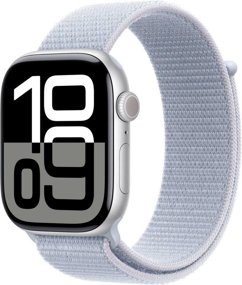 Apple Watch Series 10 GPS 46mm Aluminium Silber Sport Loop Blaue Wolke