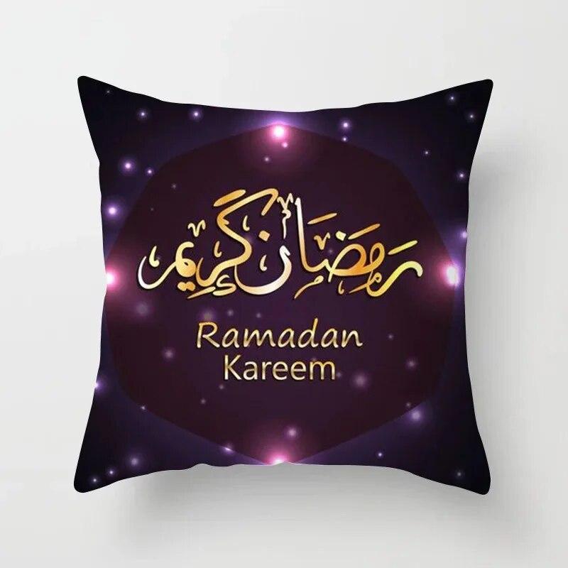 45cm*45cm Islamic Eid Mubarak Decoration Home Purple Pillowcase Ramadhan Decoration Sofa Muslim Mosque Decoration Cushion Cover