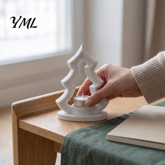 Christmas Party Decor Tree Candle Holder, 3D Printed Tealight Stand, Rustic Table Decoration for Farmhouse Dining Centerpiece Holiday Table,