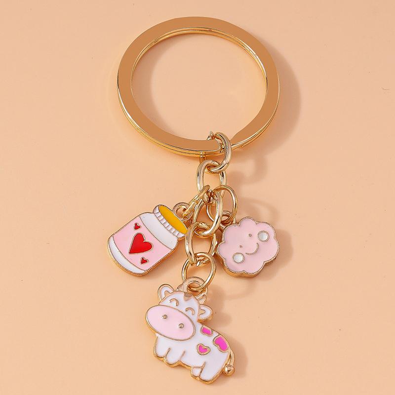 Cartoon Animal Dog Keychain Enamel Love Heart Charms Keyrings for Car Key Souvenir Gifts for Women Men Handbag Key Chains