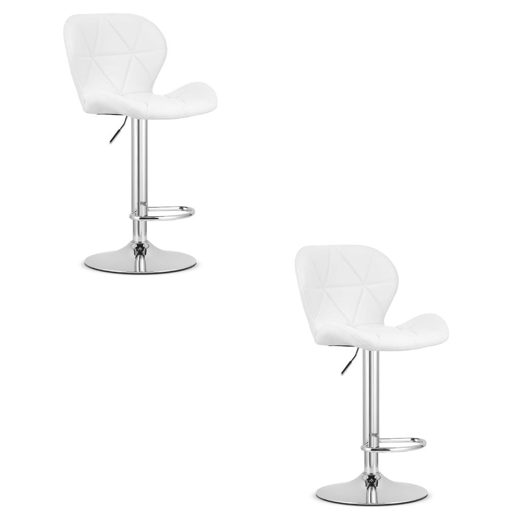 WEST stool - white eco-leather / chrome base x 2