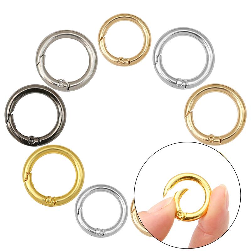 5Pcs Alloy Spring Openable Keyring Round Spring Snap Hooks Carabiner Keychain Snap Ring Carabiner Diy Keychain Making Supplies
