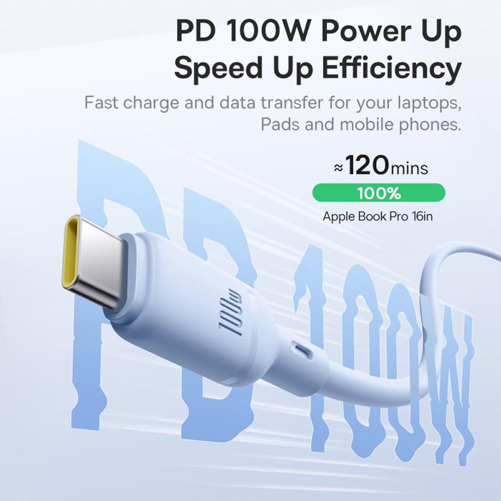 BASEUS Silky PD 100W Fast Charging Cable Soft PVC USB-C to USB-C Data Cord,Length: 1m