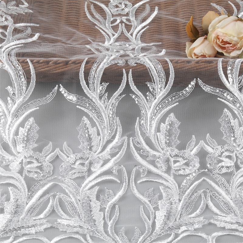 70Cm Large Sequined Lace Accessories Wedding Dress Veil Embroidery Jewelry Diy Material Curtain Fabric Decoration Accessories Factory