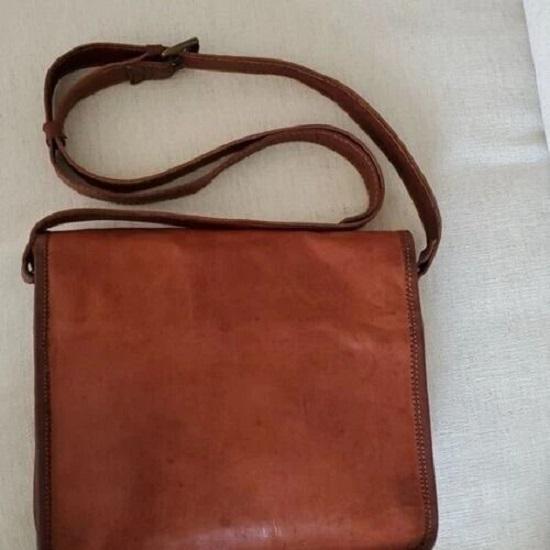 Brown Vintage Leather Men's Handmade Laptop Shoulder Satchel Messenger Bag