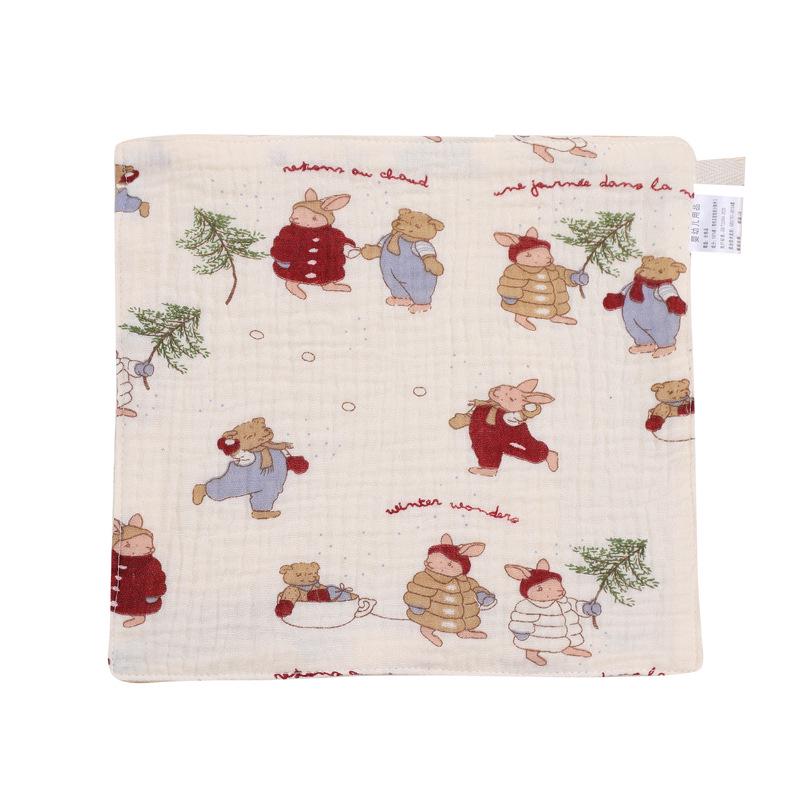 Baby Four-Layer Crepe Cotton Handkerchief - Printed Gauze Towel for Children