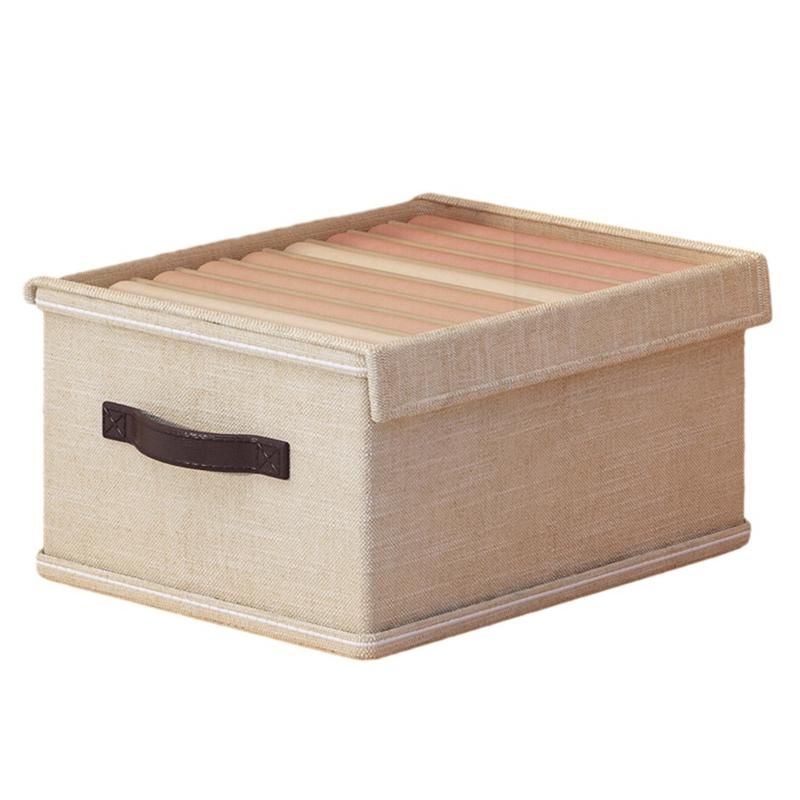 

9 Grids Storage Box with Lid Clear Window Foldable Clothes Drawer Organizer A