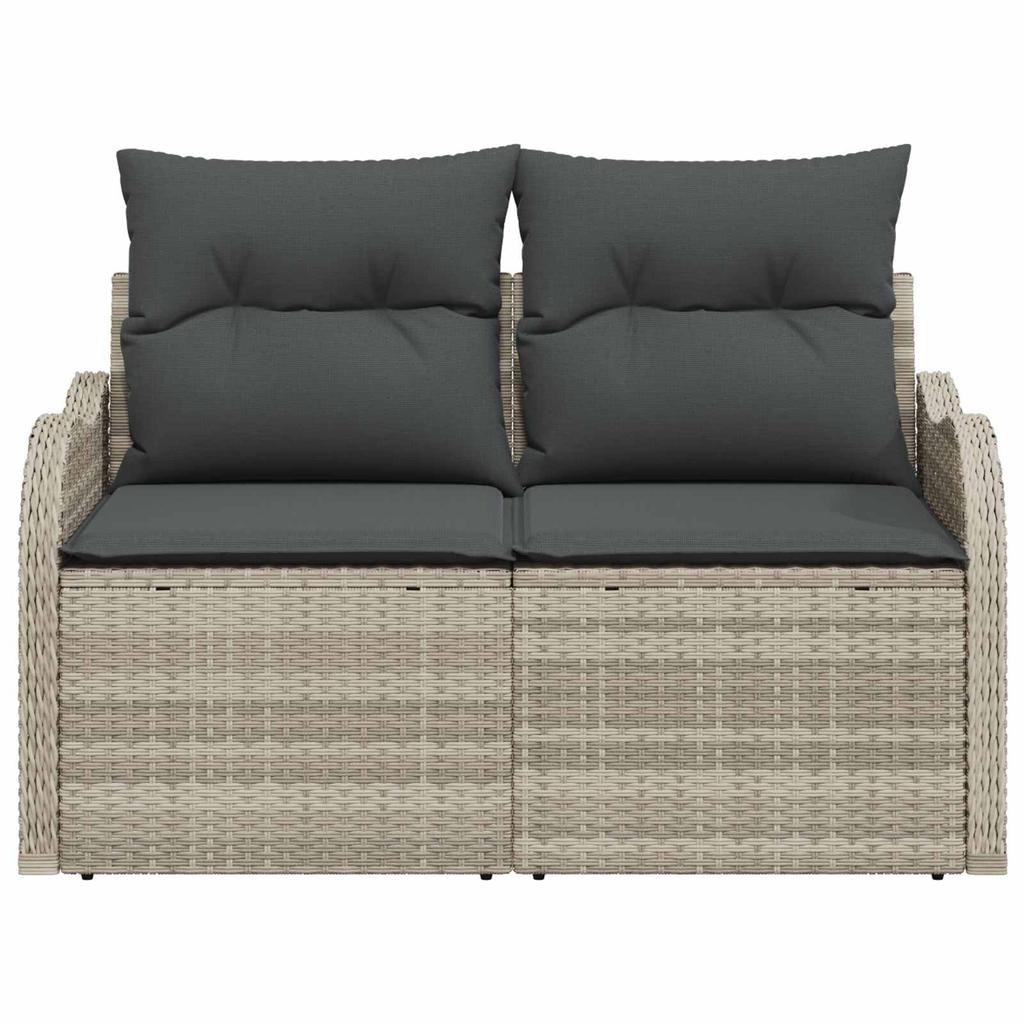Garden Sofa with Cushions Light Grey 121 X 62 X 69 Cm Poly Rattan