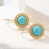 Elegante Vintage Turquoise Vergulde Hangende Oorbellen voor Dames Sieraden Accessoires Prachtige Exquise Banket Geschenken