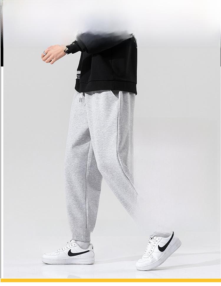 Men's Fleece Pants - Gray, Korean Style, Large Size, Casual Sweatpants for Autumn & Winter