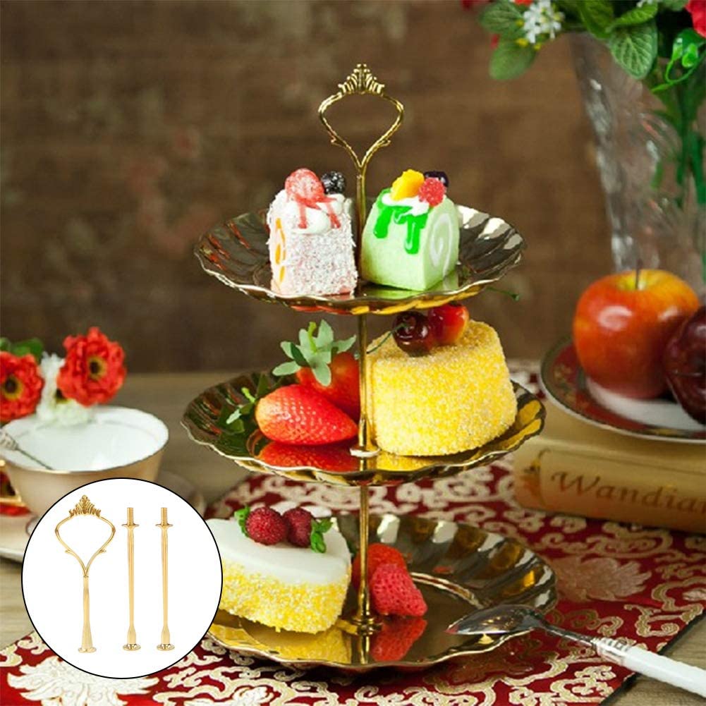 4 Set Of 3 Tier Cake Plate Stand Handle Hardware, 2 Styles Tiered