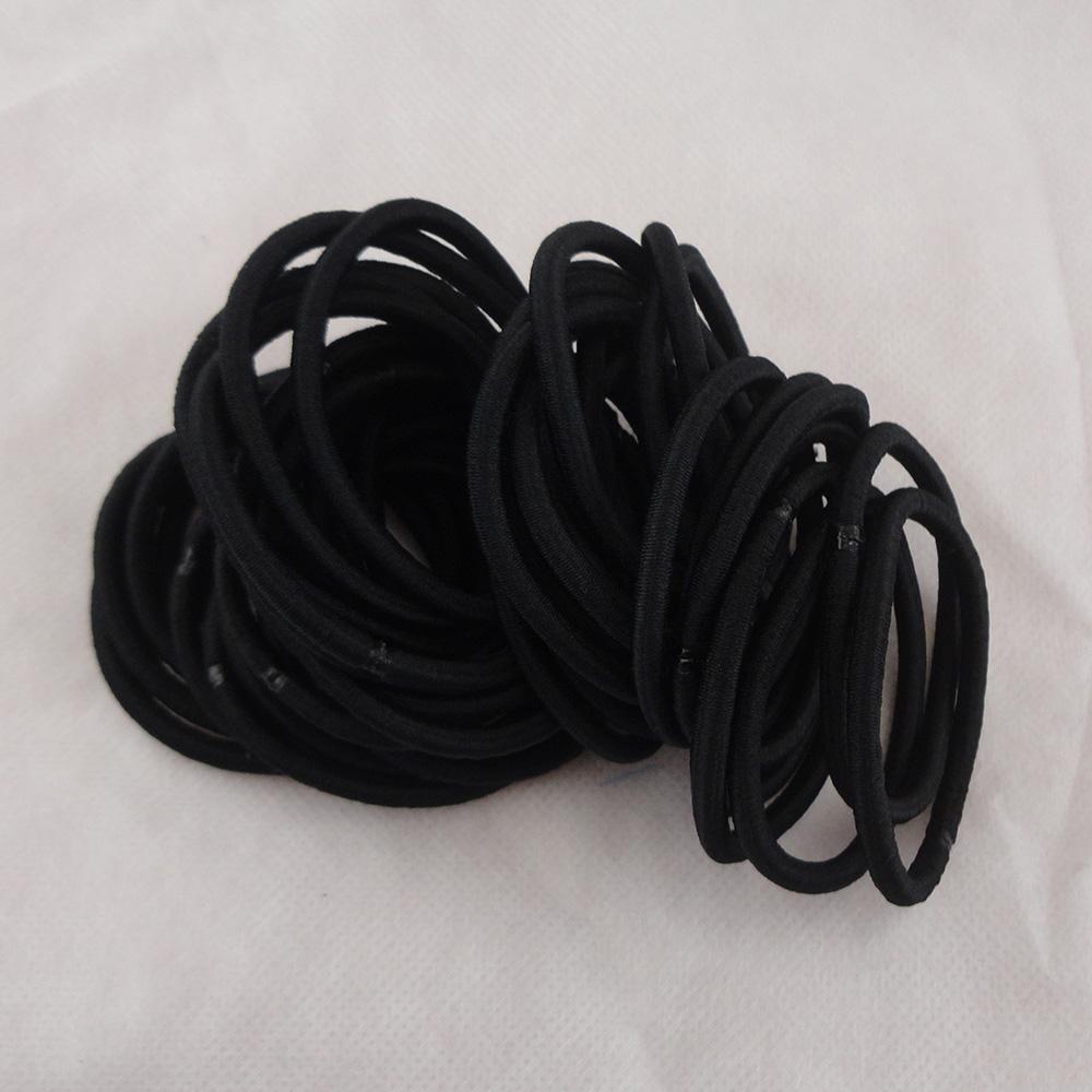 100PCS/Bag 4mm Black Seamless Elastic Hair Bands Base Ponytail Holders Rope Top Elasticity Hair Ties for DIY Hair Accessories