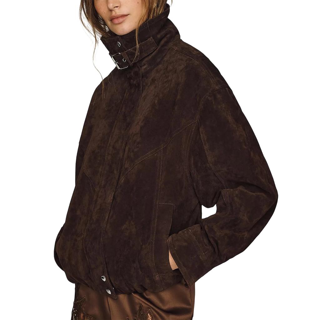 Women's Retro Slim Fit Long Sleeve Chain Jacket for Women Casual Outerwear