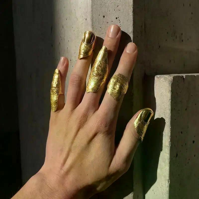 1/5Pcs Irregular Texture Knuckle Ring Set Golden Minimalist Stackable Ring Artistic Jewelry Accessories Gifts for Men Women