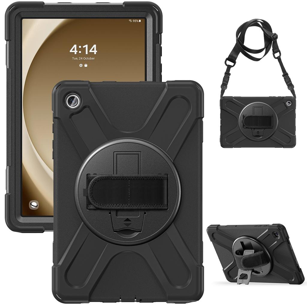 Rugged Case for Samsung Galaxy Tab A9 Plus 2023 11.0 Inch SM-X210 X215 X216B 360 Rotating Stand Cover with Hand & Shoulder Strap