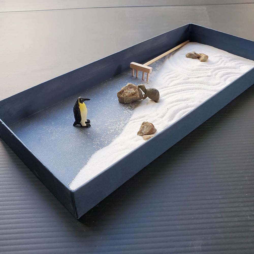 Simple Mini Karesansui Kit Sea Tale with 2 Penguin and Turtle - Miniatures