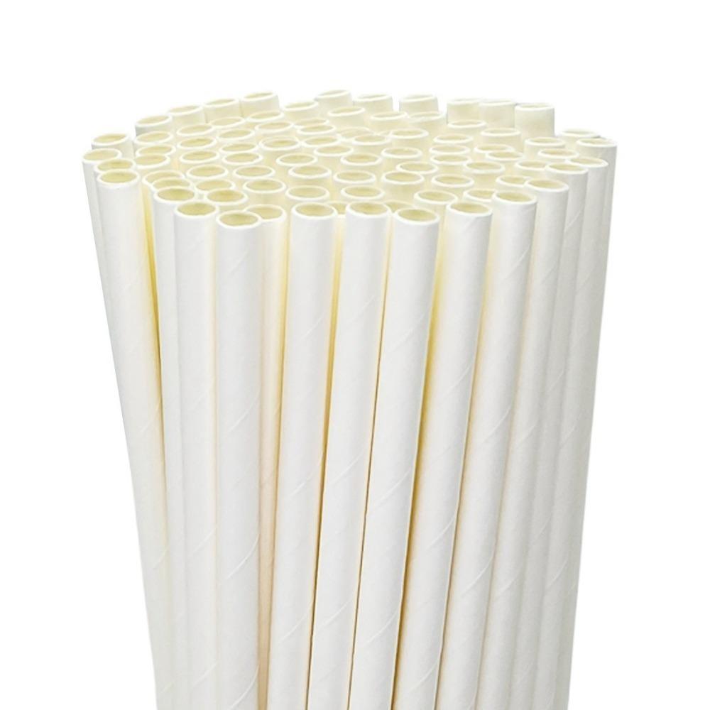 100PCS Kraft Paper Biodegradable Paper Straws Flat Opening Drinking Straws Paper Straws Milkshakes