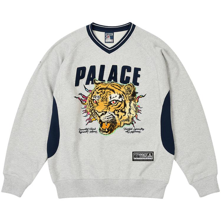 

Palace Tora Tora Crew Grey Marl Unisex Tops P28CS061 L