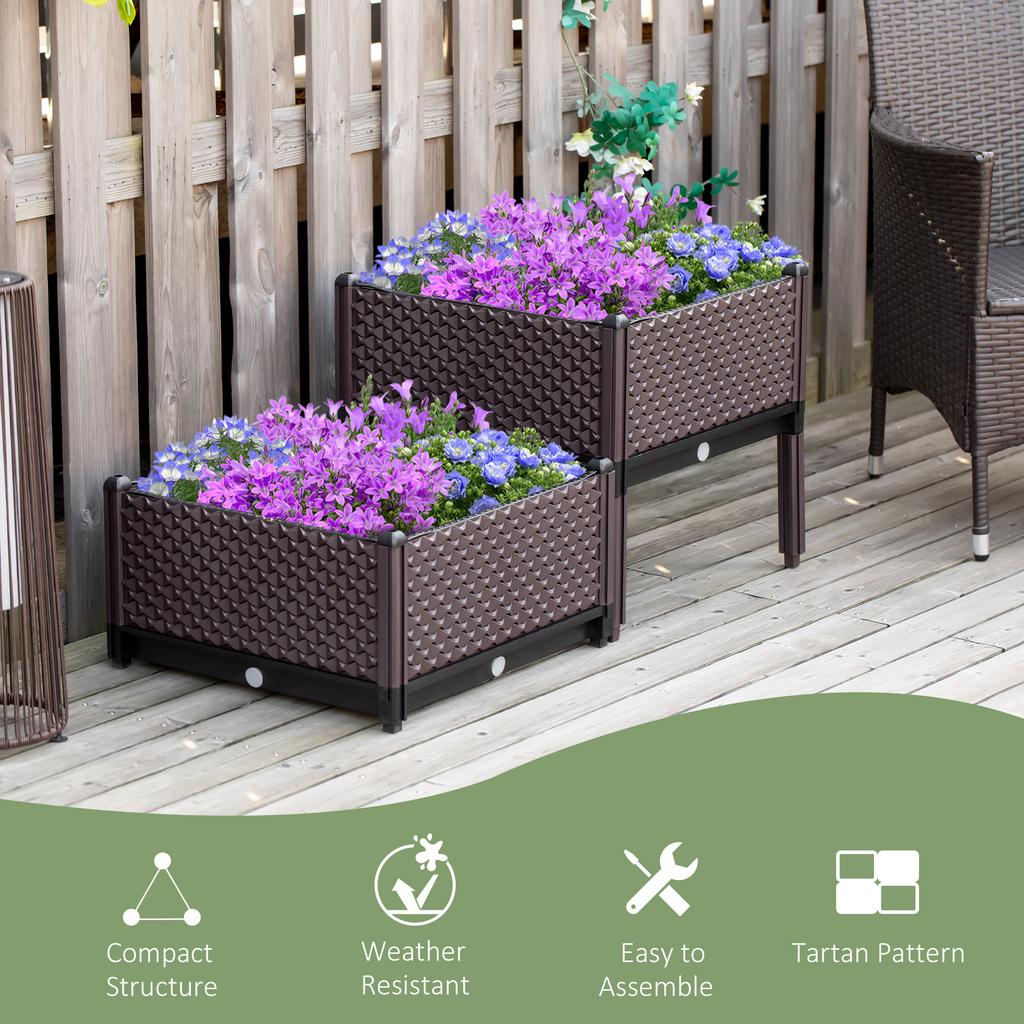 50cm X 50cm X 46.5cm Set of 2 41L Plastic Raised Garden Bed, Planter Box