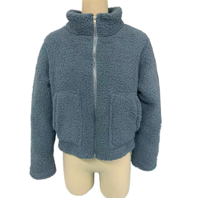 2025 Autumn/Winter European and American Women's Plush Lambswool Short Cardigan Jacket