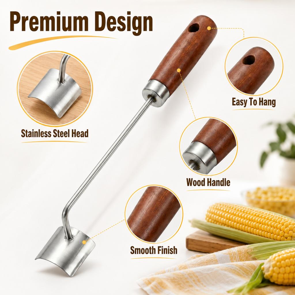 Stripper Tool with Silicone Kernel Remover, 2 Pack Cutter for the Cob, Easy Manual Peeler for Kitchen BBQ